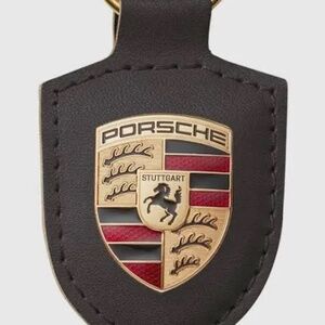 BLACK LEATHER PORSCHE KEYFOB/KEYRING